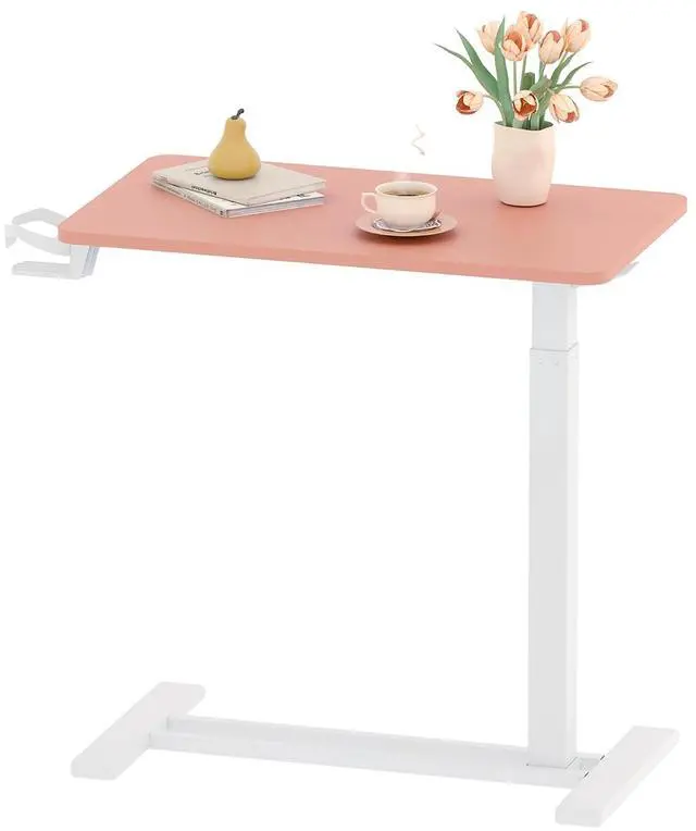 Main image of Mobile Standing Desk with Wheels Pneumatic Laptop Rolling Computer Cart Movable Height Adjustable Small Sit Stand Desk Computer Workstations Home Use27.6" W x 15.7" D,Pink
