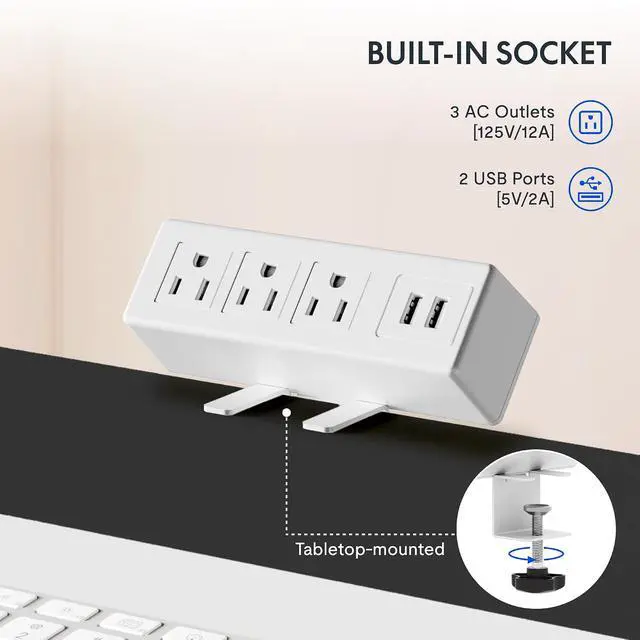 Alt view image 4 of 7 - EN2 Standing Desk Frame with Clamp Power Strip and Cable Management Tray, Electric Sit Stand Desk Base with Memory Controller for Home and Office (White Frame Only)