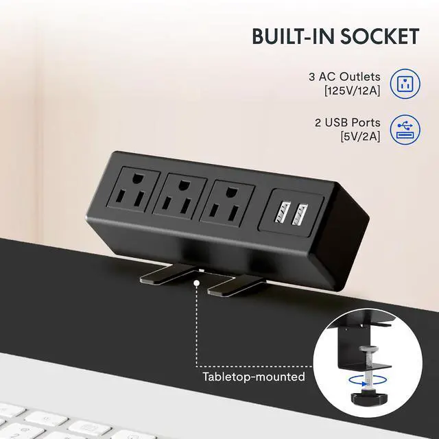 Alt view image 5 of 7 - EN2 Standing Desk Frame with Clamp Power Strip and Cable Management Tray, Electric Sit Stand Desk Base with Memory Controller for Home and Office (Black Frame Only)