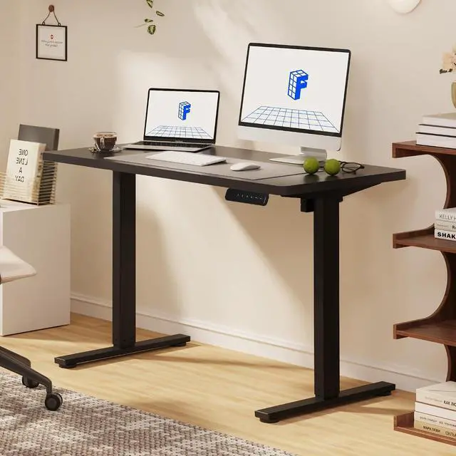 Alt view image 4 of 7 - Electric Standing Desk, 40" x 24" One-Piece Desktop, Height Adjustable Computer Desk for Home Office, Black Frame & Black Top (One Package)