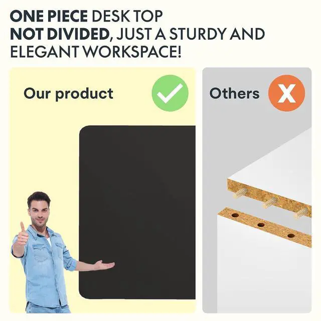Alt view image 5 of 7 - Standing Desk, 48" x 24" One-Piece Desktop, Height Adjustable Computer Desk for Home Office, White Frame & Black Top (One Package)