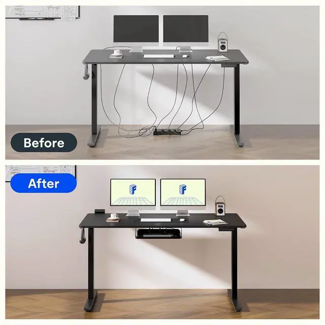Alt view image 6 of 7 - EN2 Standing Desk Frame with Clamp Power Strip and Cable Management Tray, Electric Sit Stand Desk Base with Memory Controller for Home and Office (Black Frame Only)