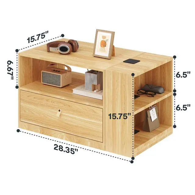 Alt view image 3 of 7 - H7 CAB Computer Workstation Storage Cabinet, Modular Under Desk File Pedestal, Mobile Office Drawer Cabinet for Standing Desk Setup, Home Office Organization System(Maple)