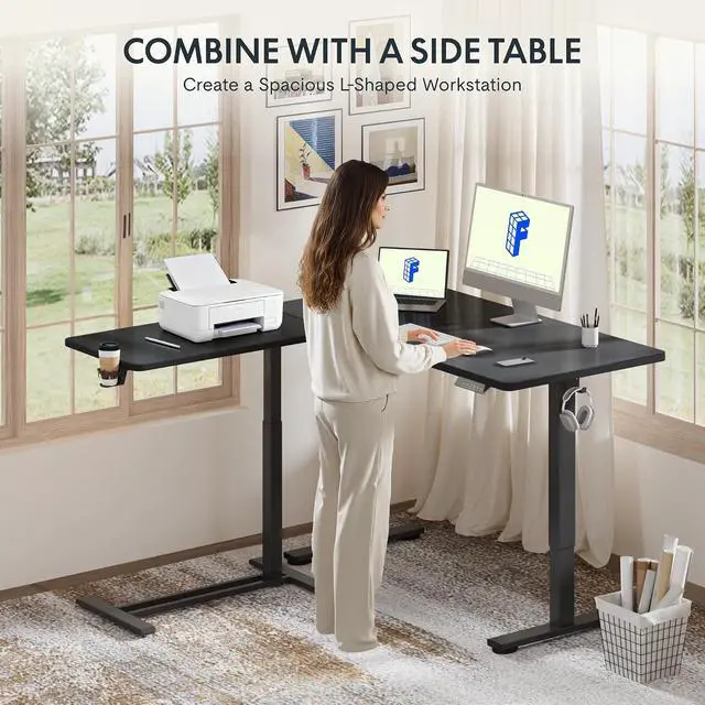Alt view image 4 of 7 - Mobile Standing Desk with Wheels Pneumatic Laptop Desk Rolling Computer Cart Movable Height Adjustable Small Sit Stand Desk Computer Workstations Home Use27.6" W x 15.7" D, Black