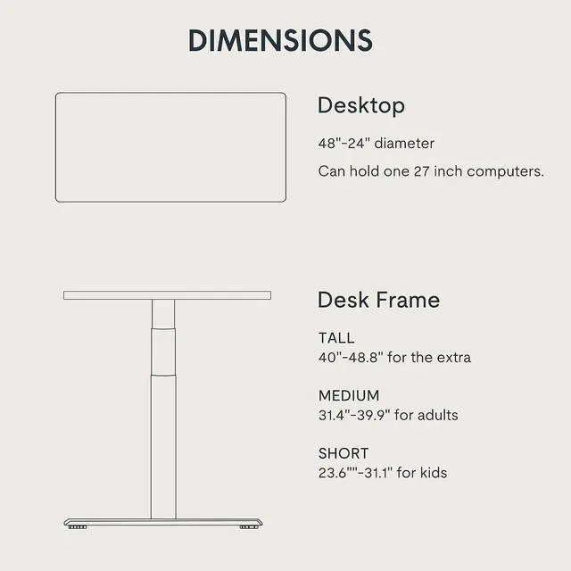 Alt view image 6 of 7 - E6 Pro Organic Modern Bamboo Standing Desk, Electric Dual Motor 3-Stage Height Adjustable Desk with Oval Legs, Heavy Duty 330lbs, 48" x 24" Bamboo Desktop, Black Frame