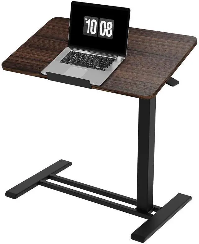 Main image of H7 PRO Mobile Standing Desk Adjustable Overbed Table Pneumatic with Wheels 55°Tiltable Portable Laptop Desk Rolling Computer Cart Foldable Bedside Table(27.6" W x 15.7" D, Rustic Brown)
