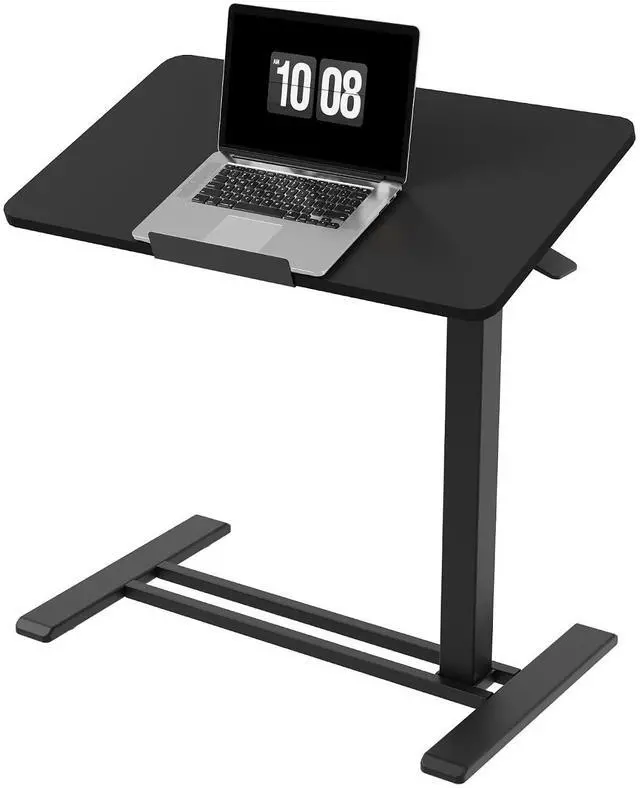 Main image of H7 PRO Mobile Standing Desk Adjustable Overbed Table Pneumatic with Wheels 55°Tiltable Portable Laptop Desk Rolling Computer Cart Foldable Bedside Table(27.6" W x 15.7" D, Black)