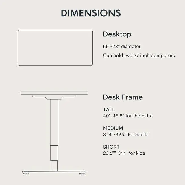 Alt view image 6 of 6 - E6 3-Stage Dual Motor Electric Standing Desk 55 x 28 Sit Stand Up Desk, Holds 220 lbs, Adjustable Height w/Memory Presets, One-Piece Marble Grey Desktop & Black Frame, Ships in 2 Boxes