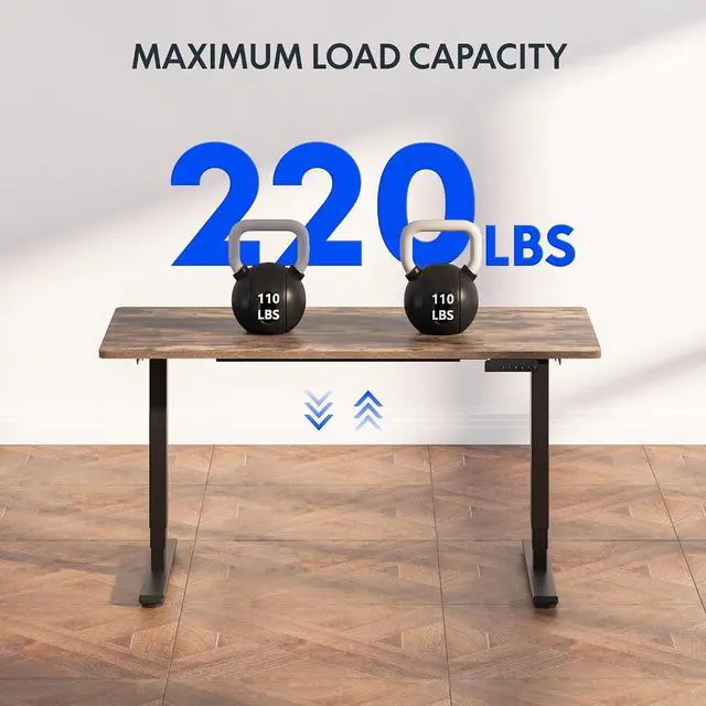 Alt view image 7 of 7 - Stand Up Desk 3 Stages Dual Motor Electric Standing Desk 48x30 Inch Whole-Piece Board Height Adjustable Desk Electric Sit Stand Desk(Black Frame + Special Walnut Desktop, 2 Packages)