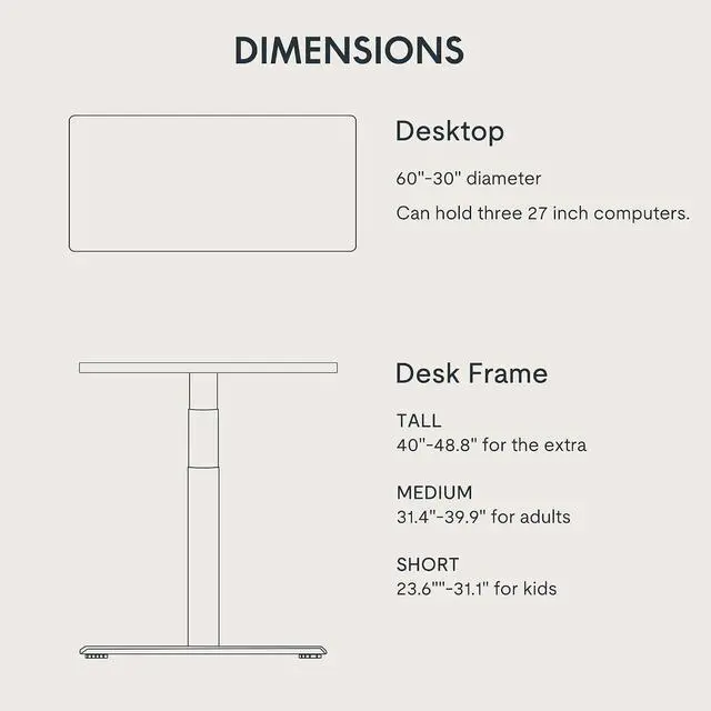 Alt view image 6 of 7 - E6 Pro Large 60" x 30" Organic Modern Bamboo Standing Desk, Electric Dual Motor 3-Stage Height Adjustable Desk with Oval Legs, Heavy Duty 330lbs, Bamboo Desktop, Black Frame