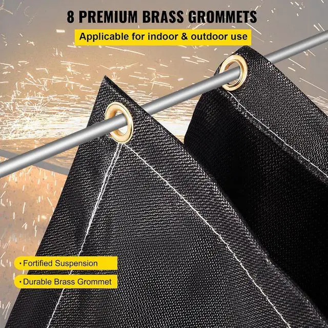 Alt view image 5 of 7 - Fire Blankets, 2 Pack Welding Blankets, 6' x 10' Fire Suppression Blanket, 1022 °F Flame Retardant Blanket, Black Fire Emergency Blankets, Fiberglass Fire Retardant Blanket with 8 Brass Grommets