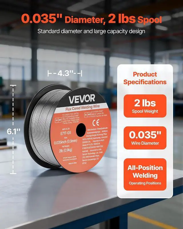 Alt view image 2 of 7 - Flux Core MIG Welding Wire, E71T-GS 0.035-inch 2 LBS, Gasless Mild Steel Welding Wire with Low Spatter for All Position Arc Welding, Self-Shielded for Outdoor Use (Pack of 3 Rolls)