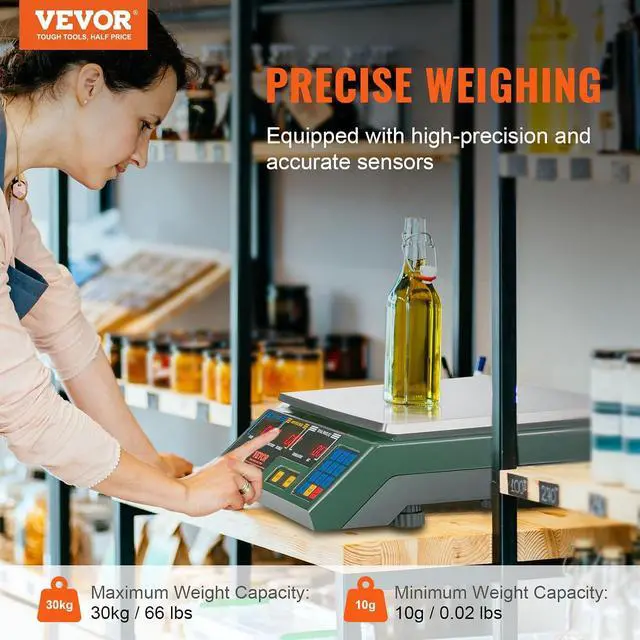 Alt view image 2 of 7 - Digital Price Computing Scale 66 LB Weight Scales, Connectable to a Label Printer, Commercial Grade Dual LCD Display for for Retail Outlet Store, Food, Meat Shop, Deli, Produce Farmers Market