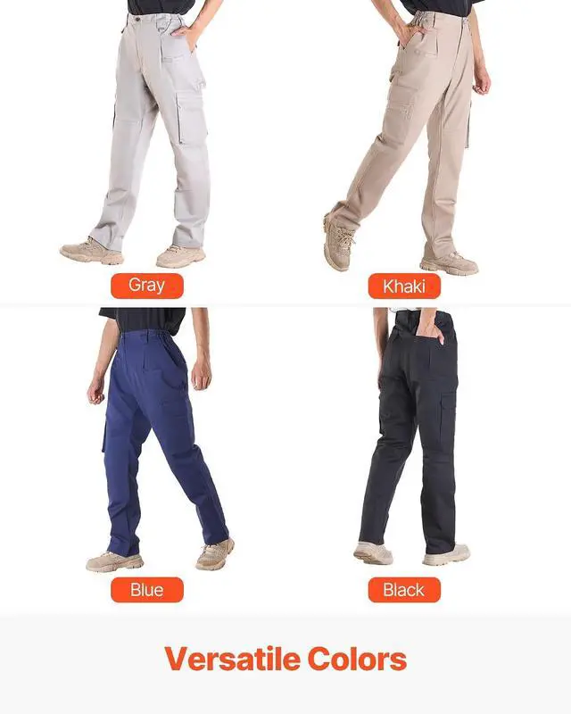Alt view image 7 of 7 - FR Pants for Men, 9 oz 100% Cotton, Flame-Resistant Cargo Pants with Multi-Pockets and Elastic Waist, Reinforced Tear-Proof Stitching, Ideal for Welding Work and Casual Wear, XL Size, Dark Blue