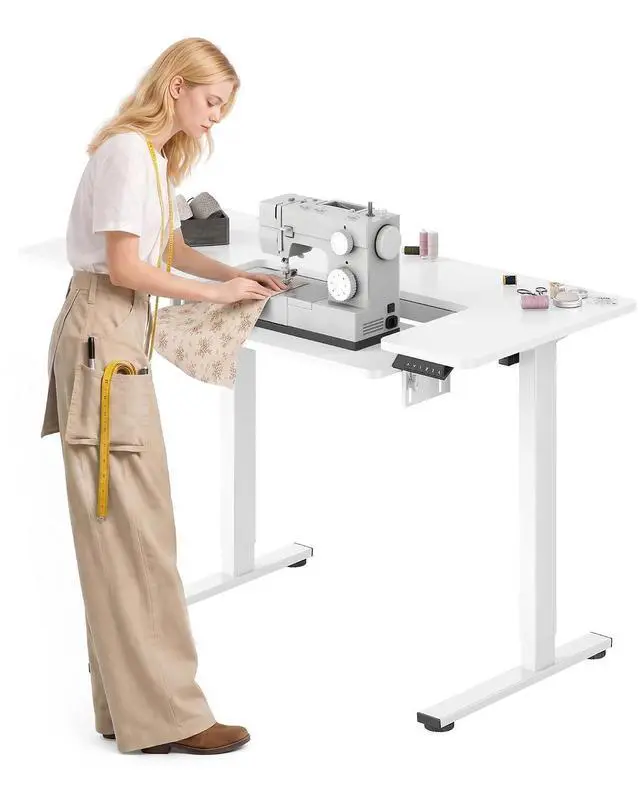 Main image of Adjustable Sewing Table with Flush Mount Sewing Machine Bed, Sewing Desk with Dual Adjustable Workspace, Electric Sewing Machine Table for Quilting, Crafting, Tailoring and Home Studio Use
