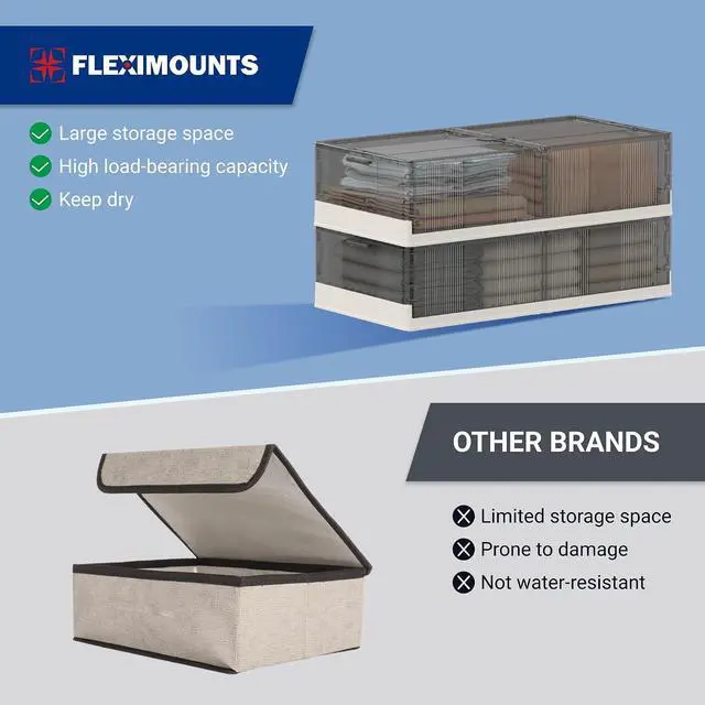 Alt view image 3 of 7 - 3-Pack Under Bed Storage with Wheels, 108 QT Large Collapsible & Stackable Containers, Foldable Organizer Bins for Blankets, Shoes, Books, Bedroom Closet