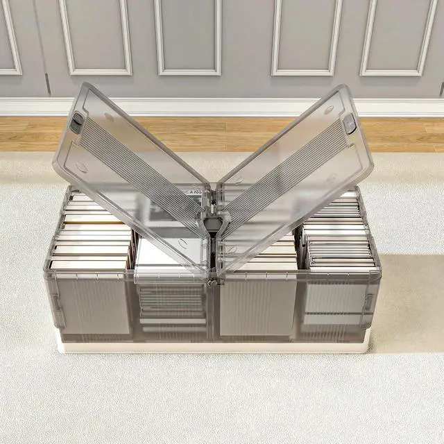 Alt view image 2 of 7 - 3-Pack Under Bed Storage with Wheels, 108 QT Large Collapsible & Stackable Containers, Foldable Organizer Bins for Blankets, Shoes, Books, Bedroom Closet