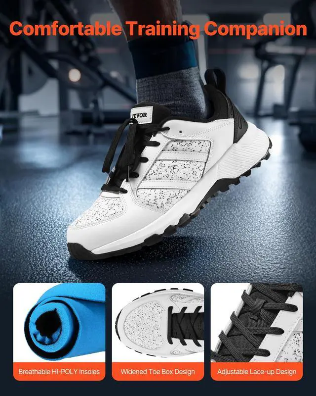 Alt view image 3 of 7 - Mens Cross Training Shoes, Arch Support & Adjustable Lace-up Training Shoes for Running Gymnastics Walking Weightlifting (Unisex)