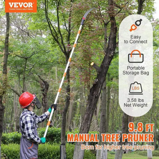Alt view image 2 of 7 - Manual Pole Saw,4.6-9.8 ft Extendable Tree Pruner, Sharp Steel Blade for High Branches Trimming, Manual Branch Trimmer with Lightweight Aluminum Alloy Handle, for Pruning Palms and Shrubs