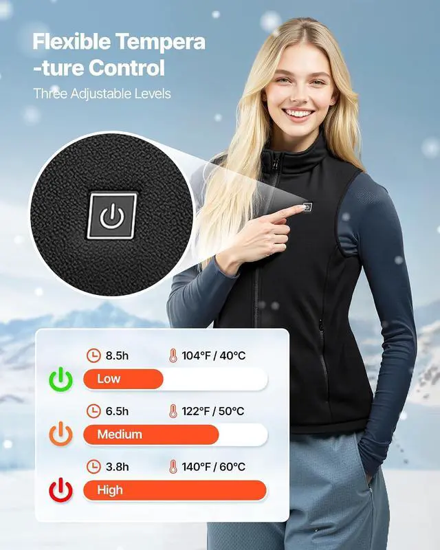 Alt view image 5 of 7 - Heated Vest,for Outdoor Hiking Camping Fishing Skiing