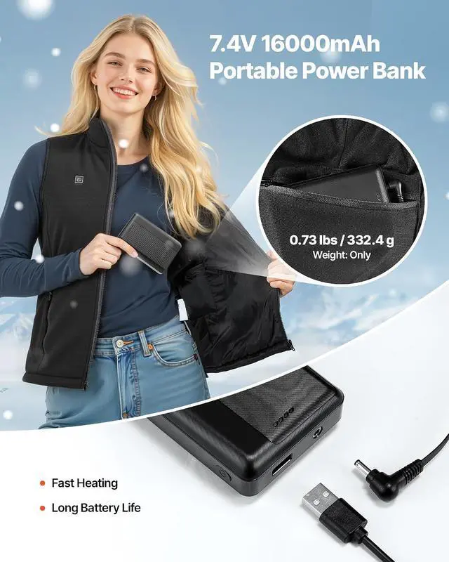 Alt view image 6 of 7 - Heated Vest,for Outdoor Hiking Camping Fishing Skiing