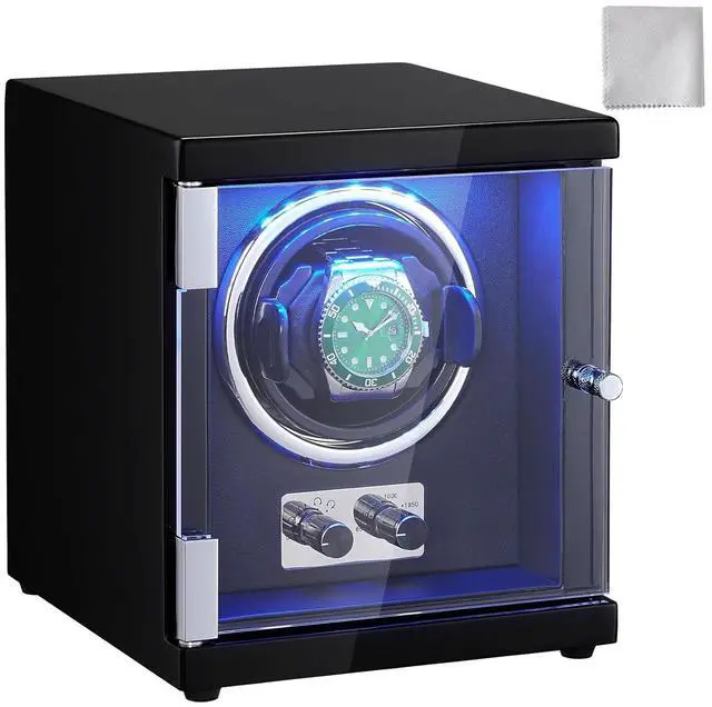 Main image of Watch Winder, Rotating Watch Box for High-End Automatic Watches, Single Watch Winder Case with Quiet Japanese Motor, LED Light, Adjustable Direction and Speed, Multi Modes