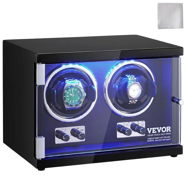 Main image of Watch Winder, Rotating Watch Box for High-End Automatic Watches, 2 Watch Winder Case with Quiet Japanese Motors, LED Light, Adjustable Direction and Speed, Multi Modes
