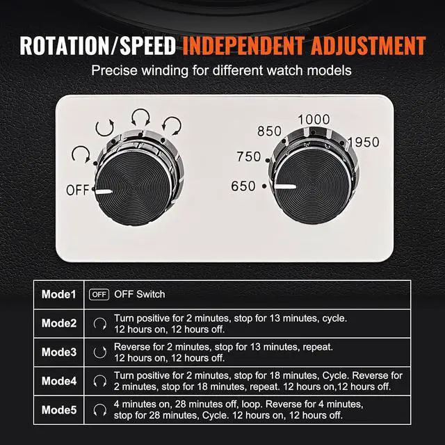 Alt view image 3 of 7 - Watch Organizer, Accommodates 8 Automatic Watches for Both Men and Women, Features 8 Ultra-Silent Japanese Mabuchi Motors, Includes Blue LED Illumination & Power Adapter, Crafted from Durable