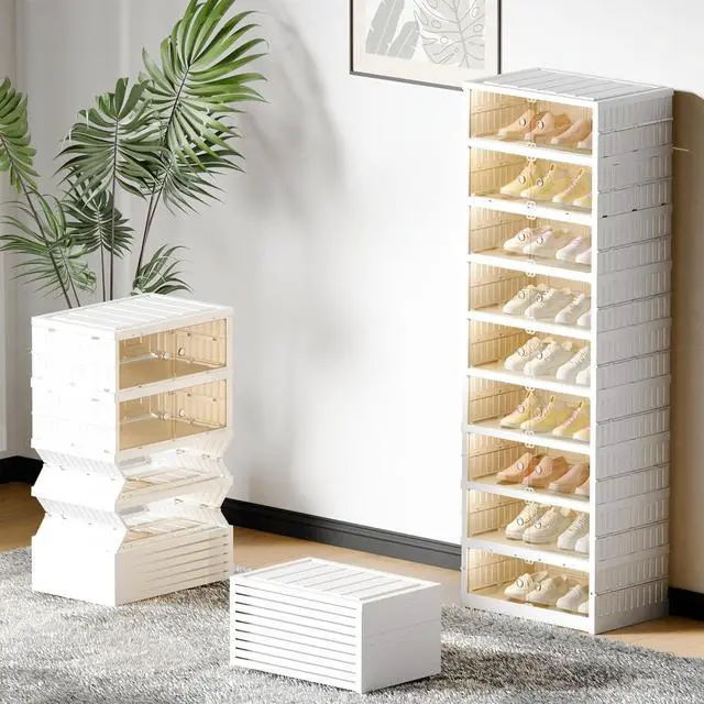 Main image of Shoe Rack Organizer Storage Box 9 Tiers-18 Pairs, Portable Folding Shoe Rack for Closet Entryway, Collapsible Shoe Cabinet with Magnetic Clear Door for Front Door Entrance