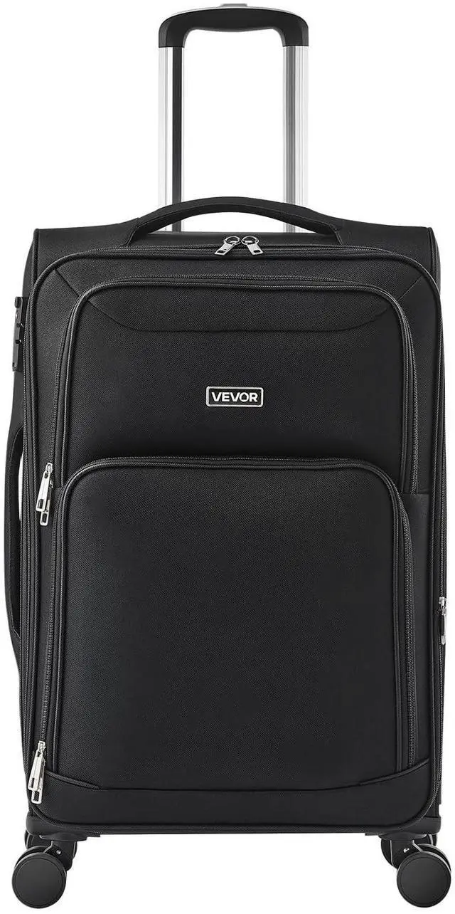 Main image of Softside Expandable Luggage with Spinner Wheels, 24-Inch Softside Checked Medium Luggage, Lightweight Checked Suitcase with Expandable Zippered Pocket and TSA Lock, Black