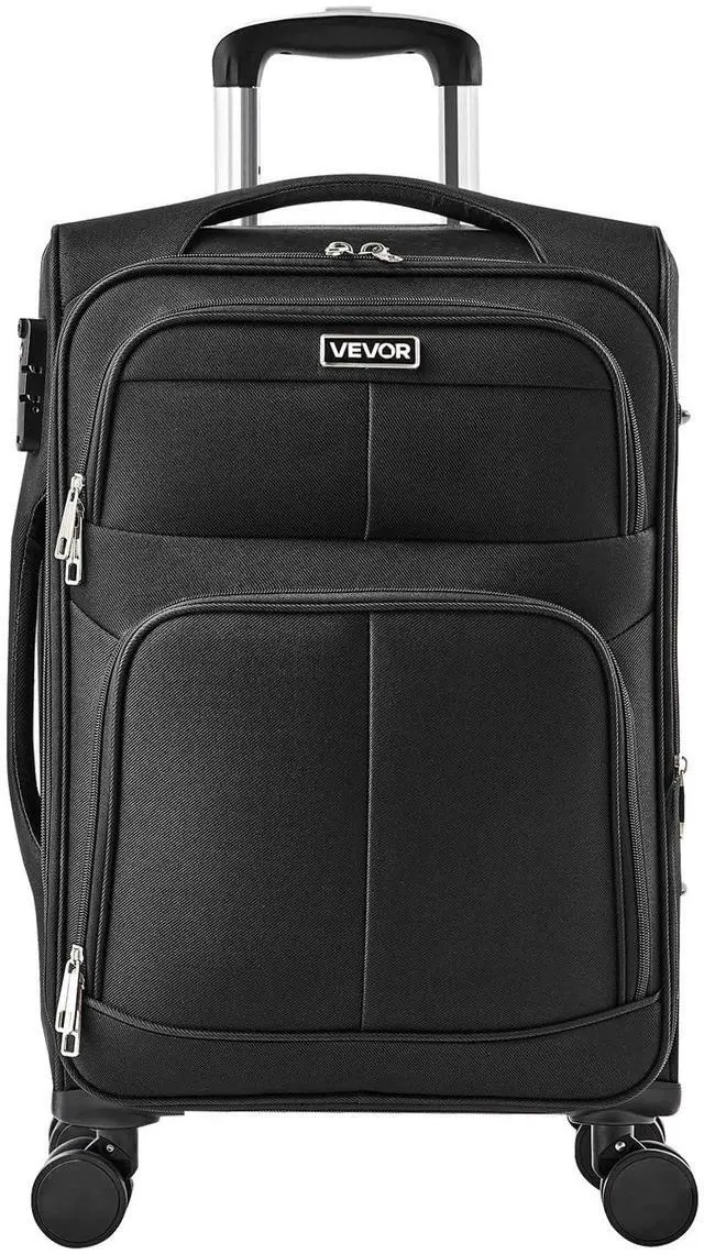 Main image of Softside Expandable Luggage with Spinner Wheels, 20-Inch Softside Carry on Luggage, Lightweight Checked Suitcase with Expandable Zippered Pocket and TSA Lock, Black