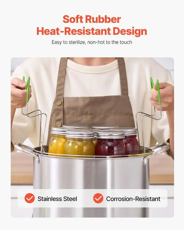 Alt view image 4 of 7 - Canning Supplies Starter Kit, 9 Pieces Stainless Steel Water Bath Canning Kit for Beginners, Canning Tools Set: Pot, Rack, Lid, Funnel, Tongs, Jar Lifter, Wrench, Magnetic Wand, Bubble Propper