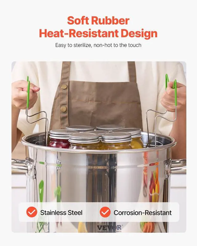 Alt view image 4 of 7 - Canning Supplies Starter Kit, 11 Pieces Stainless Steel Water Bath Canning Kit for Beginners, Canning Tools Set: Pot, Rack, Lid, Ladle, Funnel, Tongs, Jar Lifter, Wrench, Measuring Cup