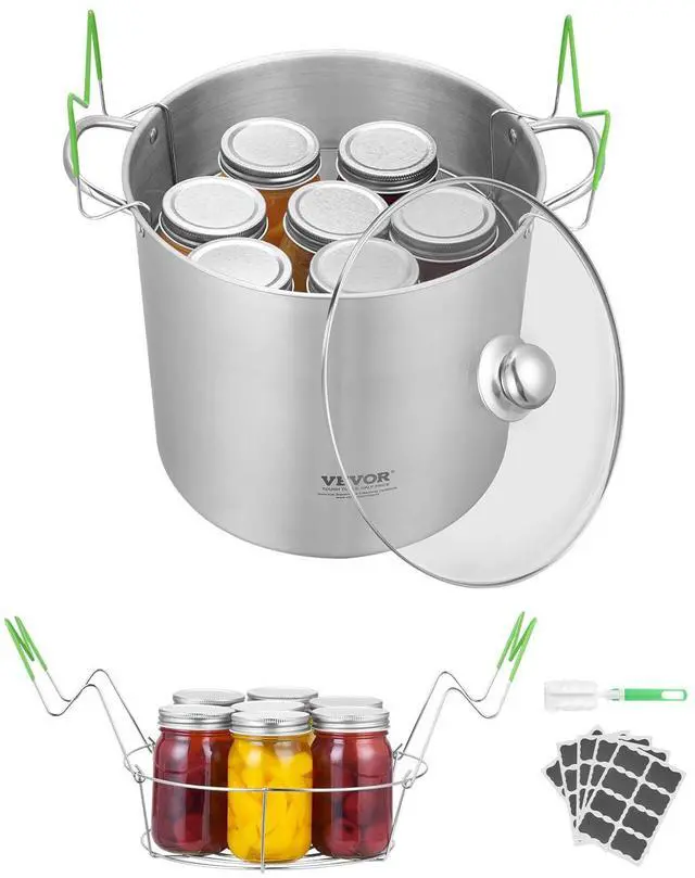 Main image of 21 QT Canning Pot with Rack and Lid, Stainless Steel Waterbath Canner with Dual Handle and Glass Lid, Compatible with All Cooktops: Induction, Gas, Electric, Glass, Ceramic, Halogen