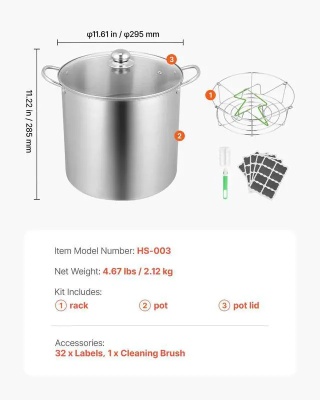 Alt view image 7 of 7 - 21 QT Canning Pot with Rack and Lid, Stainless Steel Waterbath Canner with Dual Handle and Glass Lid, Compatible with All Cooktops: Induction, Gas, Electric, Glass, Ceramic, Halogen