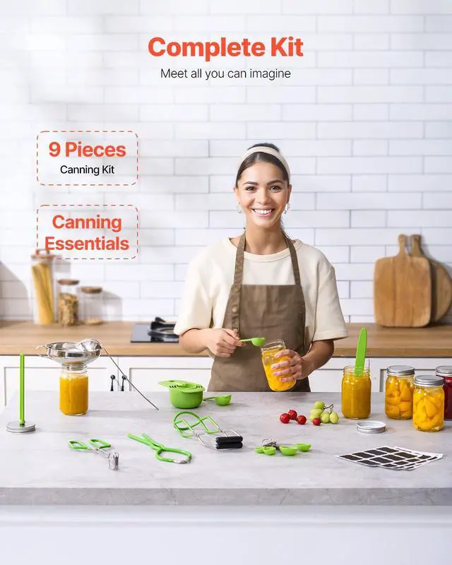 Alt view image 2 of 7 - Canning Supplies Starter Kit, 9 Pieces Stainless Steel Water Bath Canning Kit for Beginners, Canning Tools Set: Ladle, Measuring Spoon & Cup, Funnel, Tongs, Jar Lifter, Jar Wrench