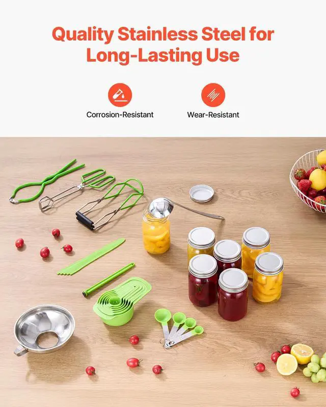 Alt view image 3 of 7 - Canning Supplies Starter Kit, 9 Pieces Stainless Steel Water Bath Canning Kit for Beginners, Canning Tools Set: Ladle, Measuring Spoon & Cup, Funnel, Tongs, Jar Lifter, Jar Wrench