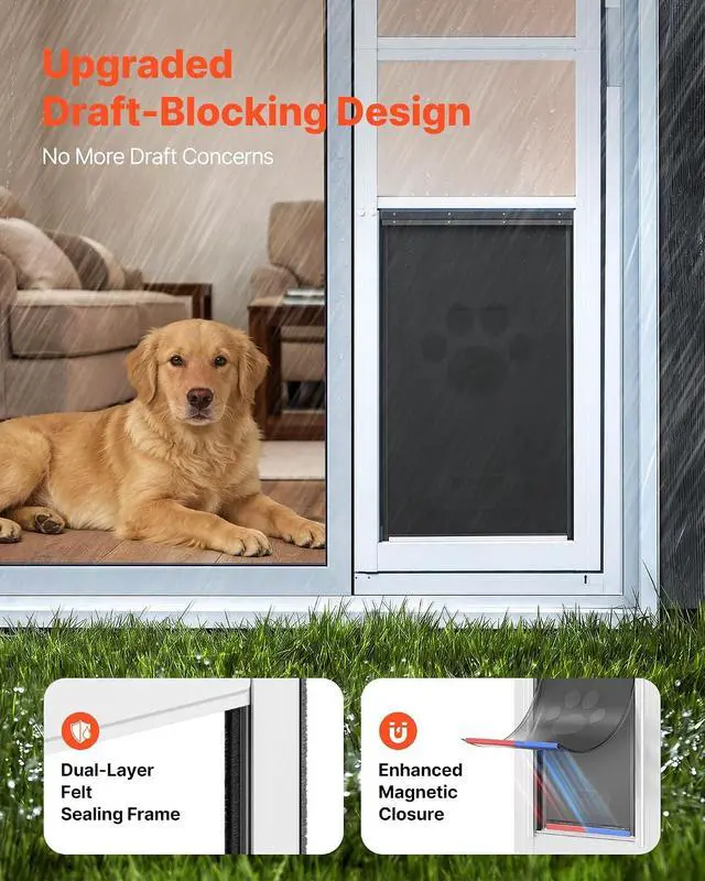 Alt view image 4 of 7 - Dog Door for Sliding Glass Door, 75 7/8" to 80 11/16" Adjustable Height, Aluminum Alloy Frame with Flap and Lock, for Extra Large-Sized Dogs, 180° Swing-Open Sliding Glass Pet Doors for Renters
