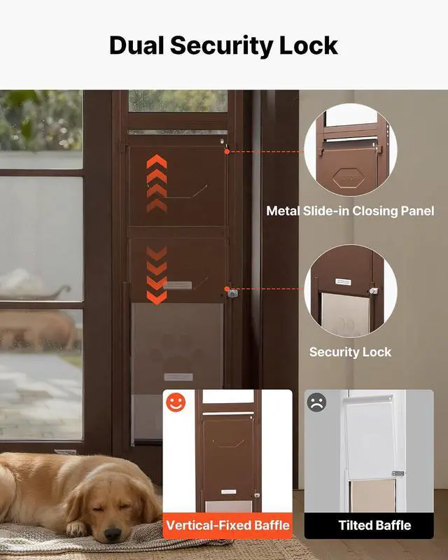 Alt view image 5 of 7 - Dog Door for Sliding Glass Door, 75 7/8 to 80 11/16 in Adjustable Height, Aluminum Alloy Frame with Rotating Hinges, Lock Design, 10 1/4 x 16 1/4 in Flap, Sliding Glass Pet Door for Renters