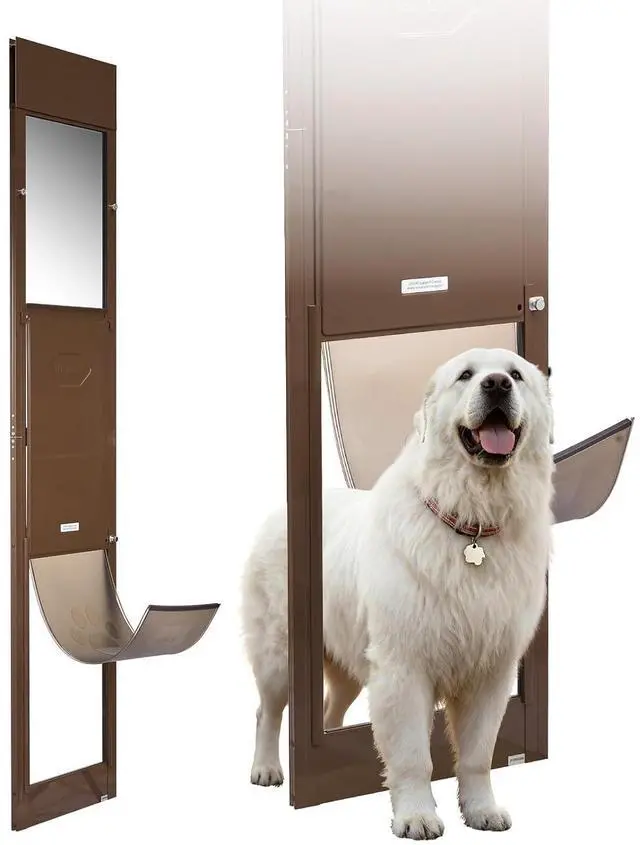 Main image of Dog Door for Sliding Glass Door, 75 7/8 to 80 11/16 in Adjustable Height, Aluminum Alloy Frame with Rotating Hinges, Lock Design, 13 5/8 x 23 5/8 in Flap, Sliding Glass Pet Door for Renters