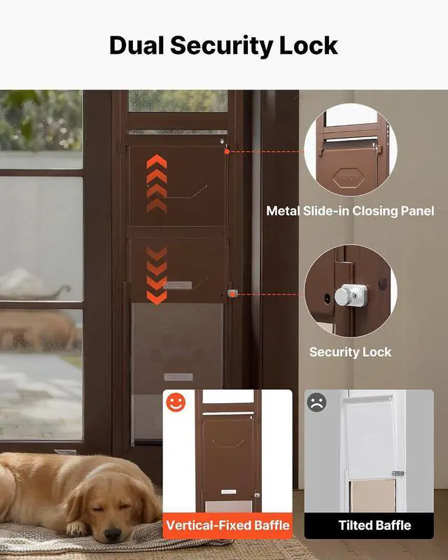 Alt view image 5 of 7 - Dog Door for Sliding Glass Door, 75 7/8 to 80 11/16 in Adjustable Height, Aluminum Alloy Frame with Rotating Hinges, Lock Design, 13 5/8 x 23 5/8 in Flap, Sliding Glass Pet Door for Renters