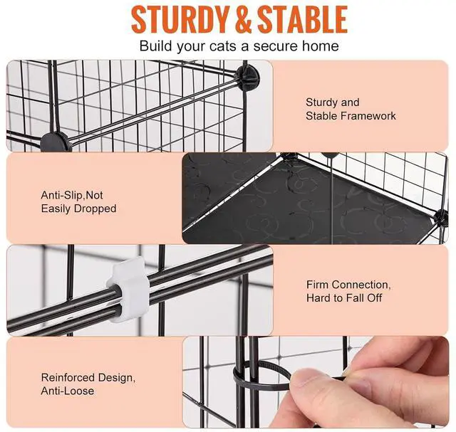Alt view image 3 of 7 - Large 4-Tier Cat Cage, 41 x 14 x 55, Detachable Metal Wire Cat Enclosure, with Litter Box Hammock Ramp ladders, Indoor & Outdoor Crate Exercise Place Ideal for Kitty, Small Animals, Black