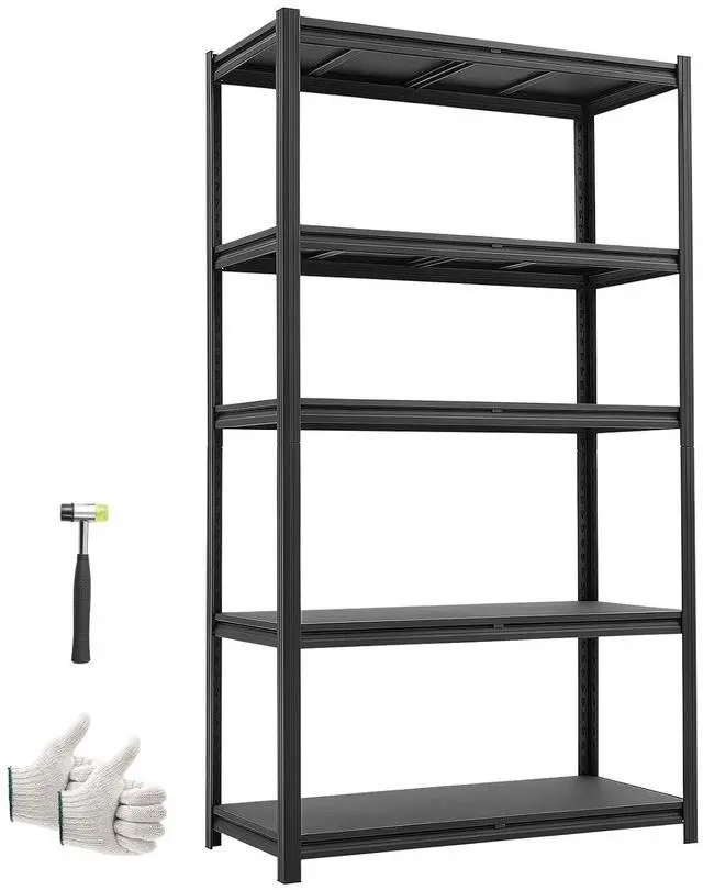 Main image of Garage Shelving, 5-Tier Adjustable Storage Shelves, 3000 lbs Heavy Duty Garage Shelves, Metal Utility Rack Shelf for Garage Workshop Warehouse Basement, 59.49" W x 20.55" D x 71.38" H