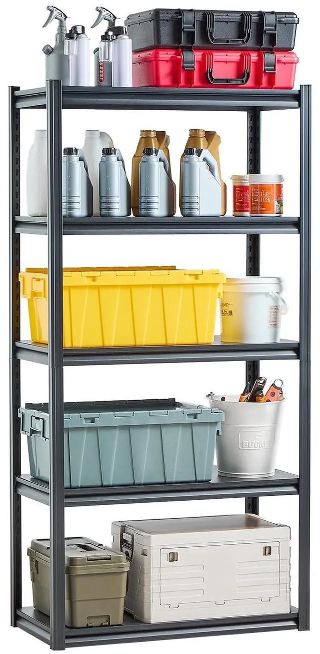 Main image of Storage Shelves, 2000 lbs, 5 Tier Garage Storage Shelving, 18" D x 36" W x 72" H Adjustable Metal Shelves for Garage Shelves Utility Rack Shelf, Ideal for Kitchen, Warehouse, Basement, Black