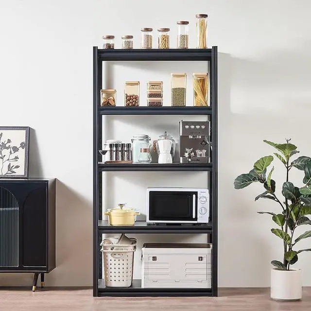 Alt view image 2 of 7 - Storage Shelves, 2000 lbs, 5 Tier Garage Storage Shelving, 18" D x 36" W x 72" H Adjustable Metal Shelves for Garage Shelves Utility Rack Shelf, Ideal for Kitchen, Warehouse, Basement, Black