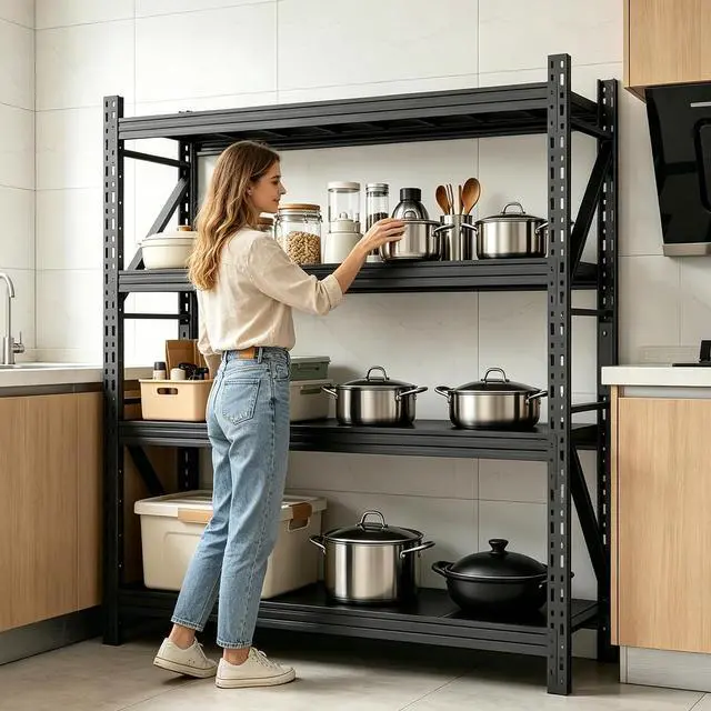 Alt view image 2 of 7 - Heavy Duty Garage Shelving,73" H 3000LBS Load Capacity Metal Garage Storage Shelves Adjustable Industrial Shelving Unit for Garage,Warsehouse,Workshop