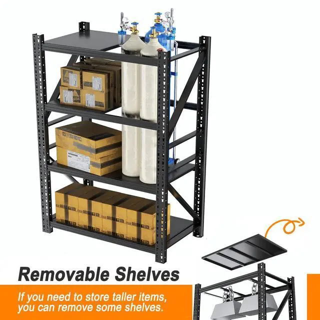 Alt view image 3 of 6 - Heavy Duty Garage Shelving,73" H Load Capacity Metal Garage Storage Shelves Adjustable Industrial Shelving Unit for Garage