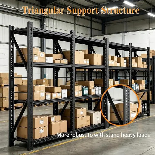 Alt view image 7 of 7 - Heavy Duty Garage Shelving,73" H 3000LBS Load Capacity Metal Garage Storage Shelves Adjustable Industrial Shelving Unit for Garage,Warsehouse,Workshop