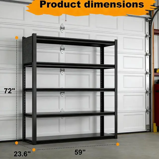 Alt view image 2 of 6 - 2 SetsGarage Shelving 59" Wide Heavy Duty Storage Shelves Units and Storage,Metal Shelving Adjustable Shelves,Steel Garage Storage Rack,Industrial Utility Shelf Organization For Kitchen,Pantry