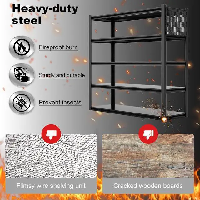Alt view image 4 of 6 - Garage Shelving 48" Wide Heavy Duty Storage Shelves Units and Storage,Metal Shelving Adjustable Shelves,Steel Garage Storage Rack,Industrial Utility Shelf Organization for Kitchen,Pantry